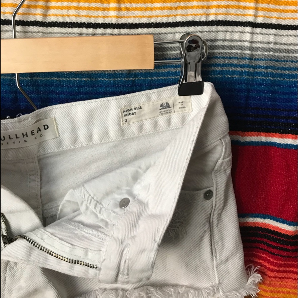 White High Rise Distressed Shorts - Picture 3 of 3